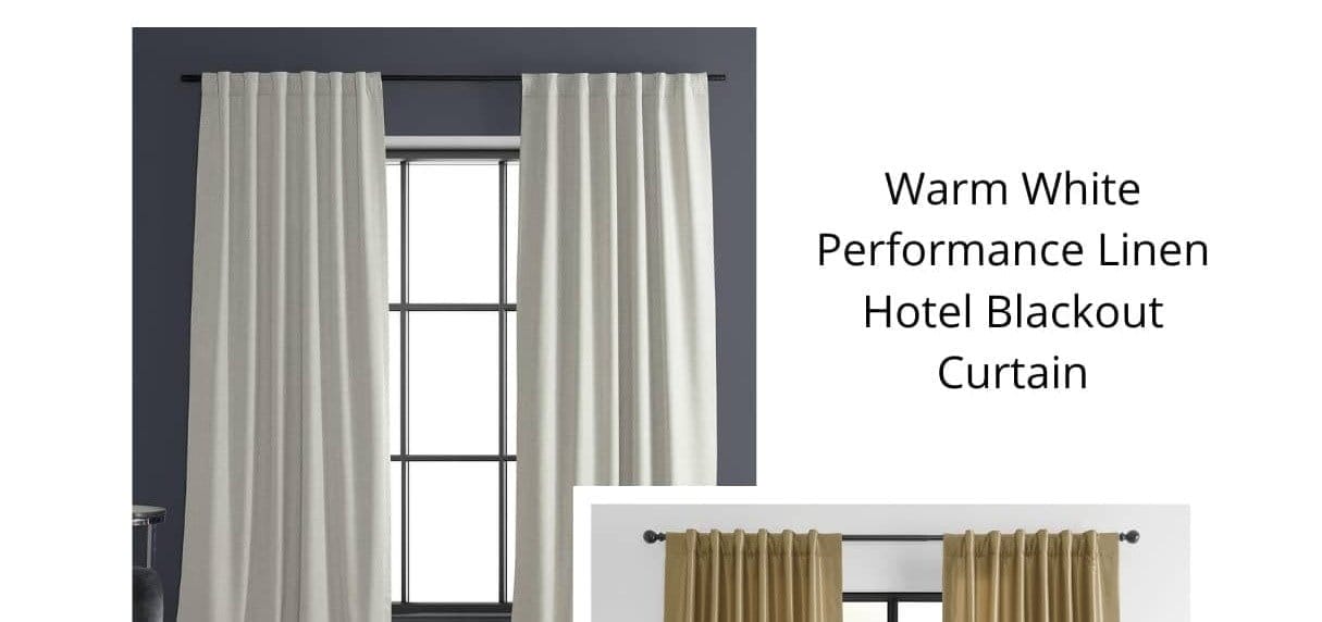 Warm White Performance Linen Hotel Blackout Curtain