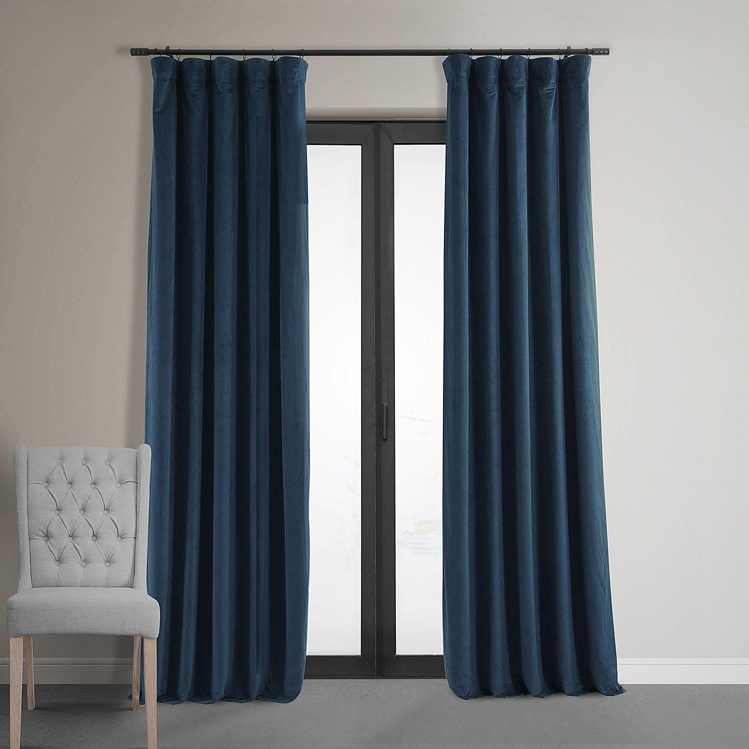 Image of Midnight Blue Signature Velvet Blackout Curtain