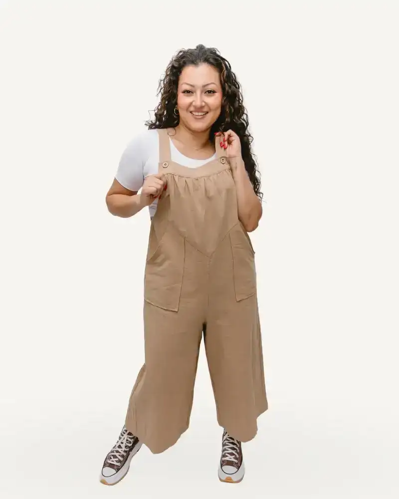 Image of Cropped Linen Overall Jumper