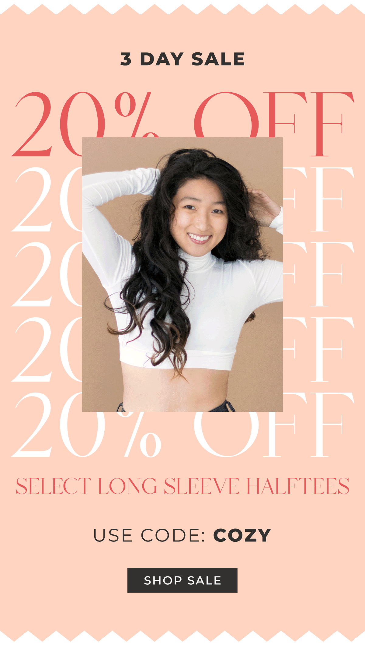 3 Day Sale 20% off Select Long Sleeve Halftees Use Code: COZY
