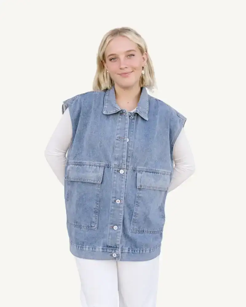 Image of Denim Button Up Vest