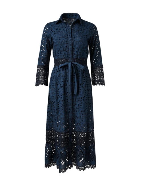 Pitti Navy Cotton Eyelet Dress