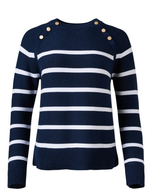 Navy Striped Cotton Sweater
