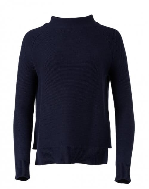 Navy Cotton Garter Stitch Sweater