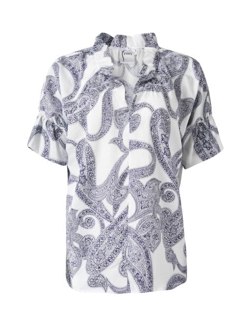 Crosby White and Navy Print Cotton Top