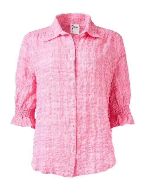 Sirena Pink and White Pucker Plaid Shirt