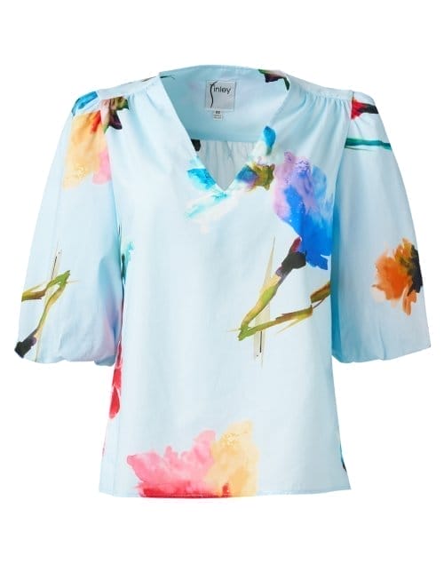 Tish Blue Floral Print Cotton Top