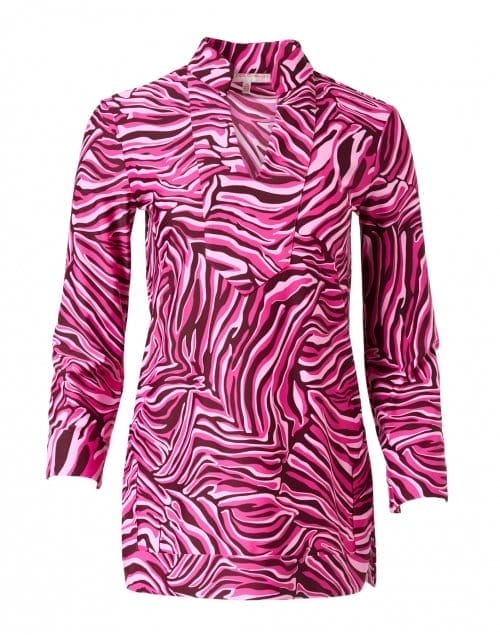 Chris Merlot Zebra Printed Nylon Top