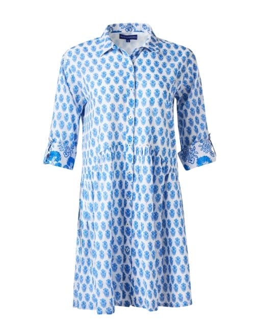 Deauville Blue Floral Print Shirt Dress
