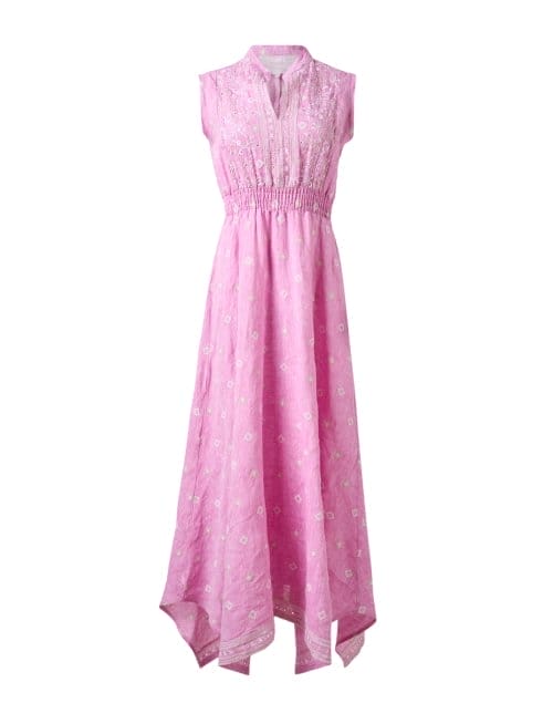 Giugno Pink Embroidered Linen Dress