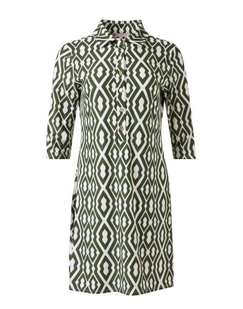 Susanna Green and White Geo Print Dress