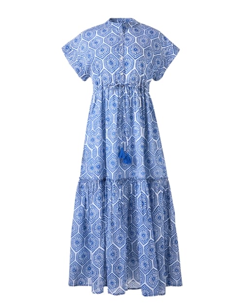 Mumi Blue Tile Print Shirt Dress