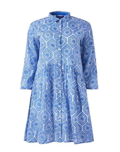 Deauville Blue Tile Print Shirt Dress