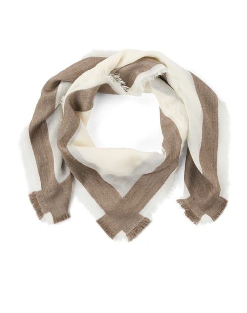 Cream Contrast Border Scarf