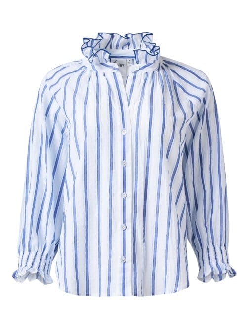 Fiona White and Blue Striped Cotton Shirt