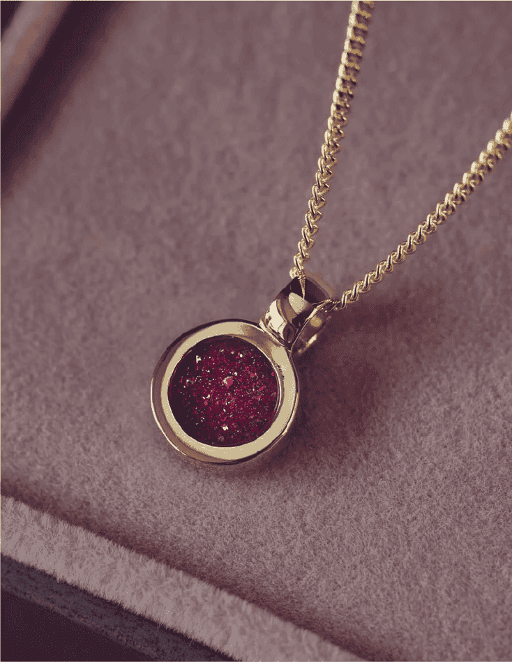 Gold Cremation Ashes Small Round Necklace