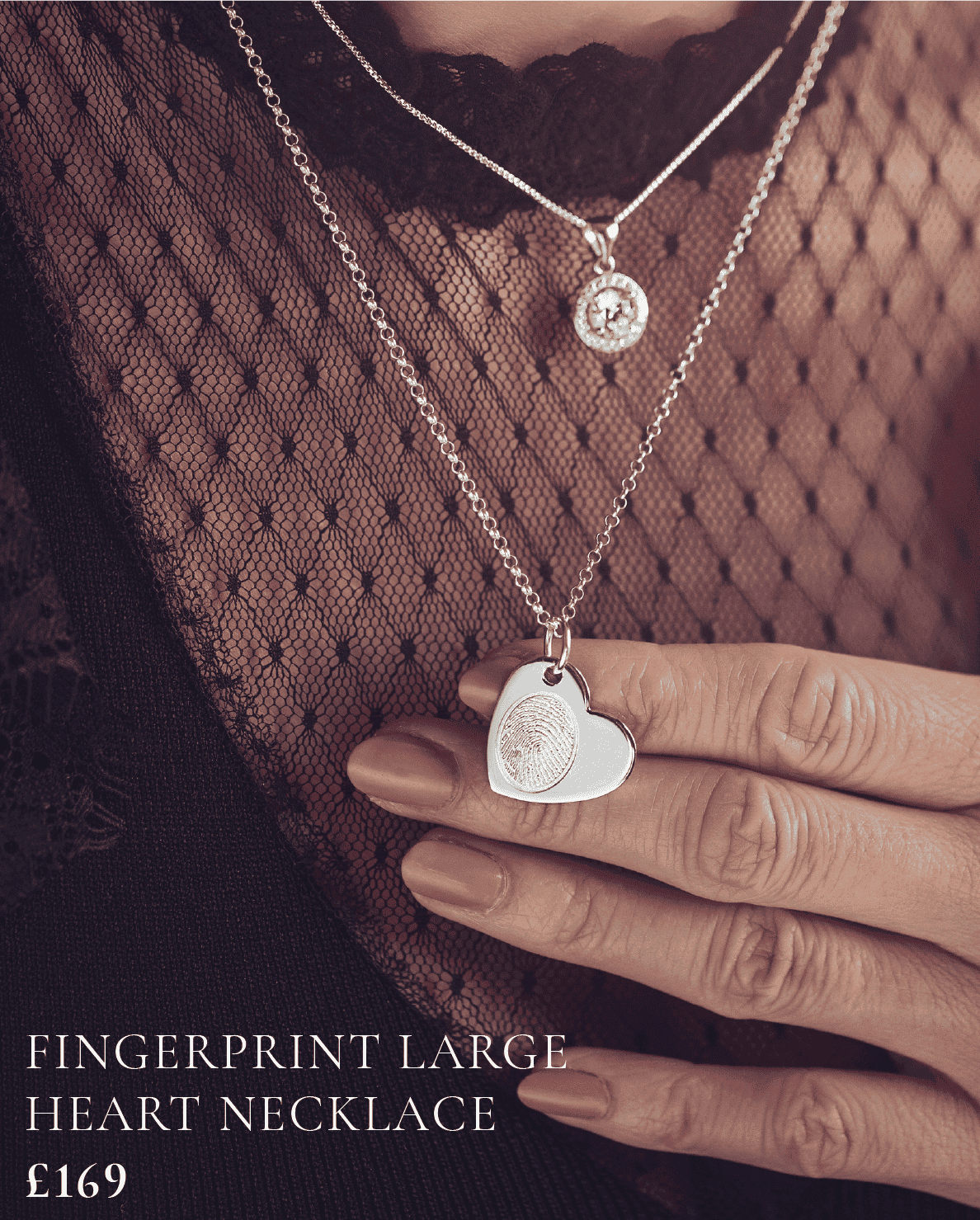 Fingerprint Large Heart Necklace, One Print