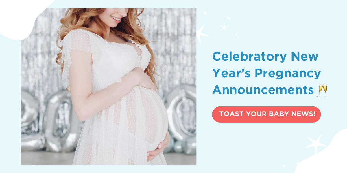 Celebratory New Year's Pregnancy Announcements TOAST YOUR BABY NEWS!