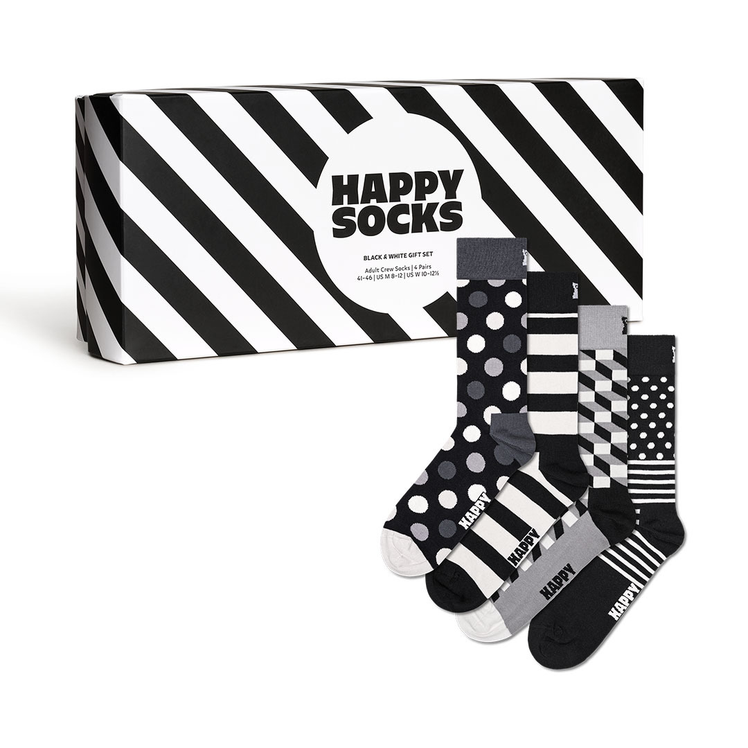 4-Pack Classic Black & White Socks Gift Set