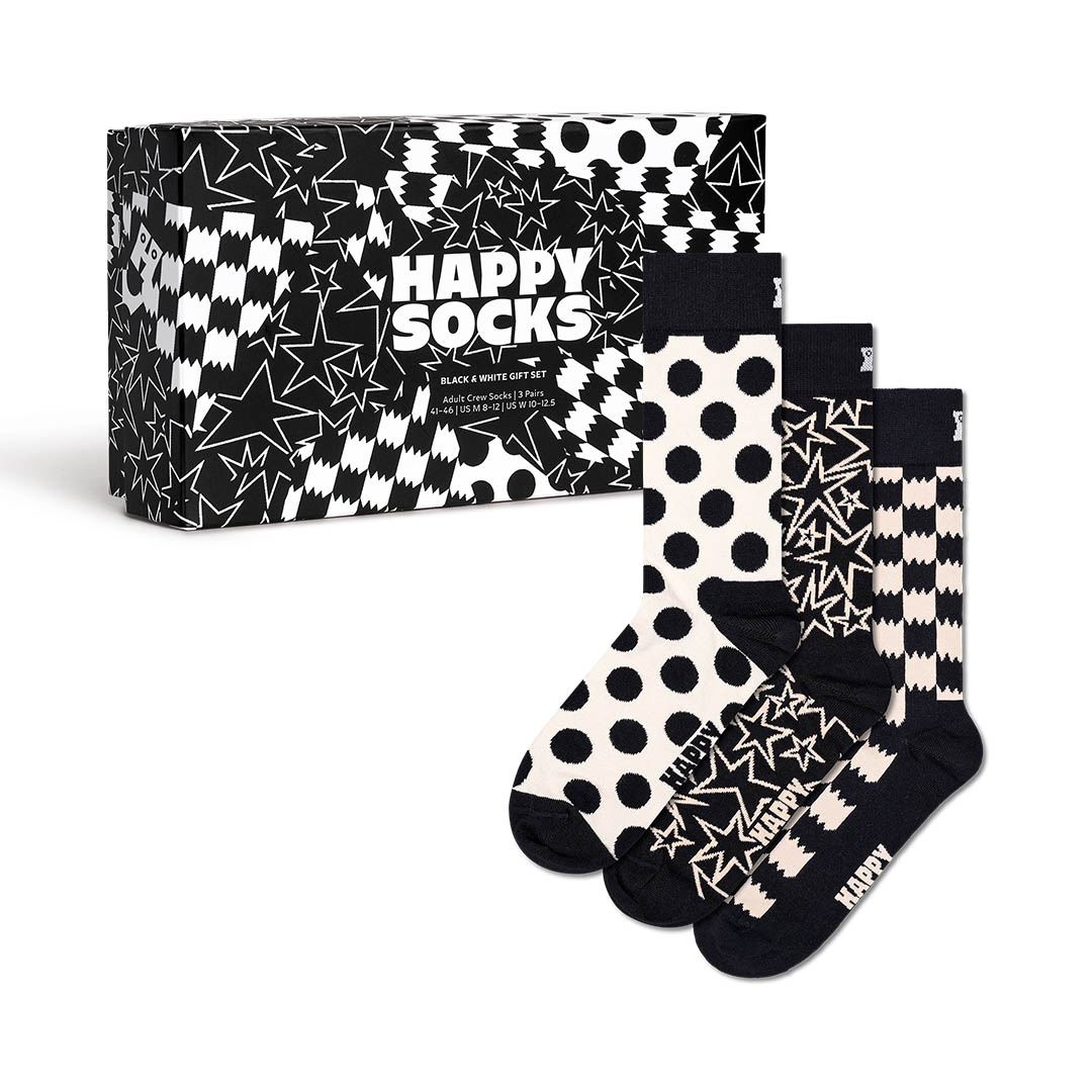 3-Pack Black And White Socks Gift Set