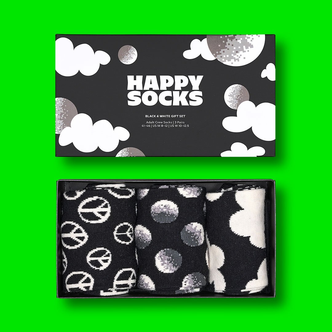 3-Pack Black And White Socks Gift Set