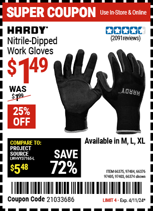 HARDY: Nitrile Dipped Work Gloves