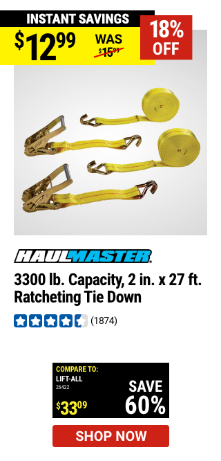 HAUL-MASTER: 3300 lb. Capacity, 2 in. x 27 ft. Ratcheting Tie Down