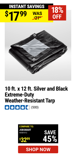 HFT: 10 ft. x 12 ft. Silver and Black Extreme-Duty, Weather-Resistant Tarp