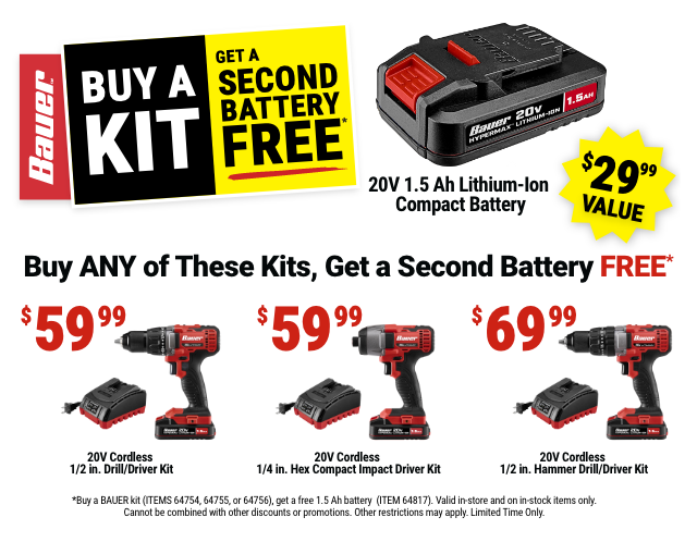 BAUER: BUY ANY OF THESE KITS, GET A SECOND BATTERY FREE - \\$29.99 VALUE