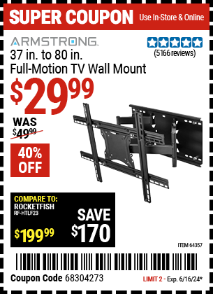 ARMSTRONG: 37 in. to 80 in. Full-Motion TV Wall Mount