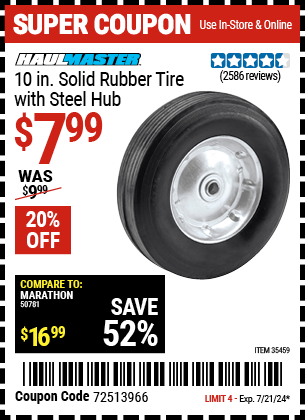 HAUL-MASTER: 10 in. Solid Rubber Tire with Steel Hub