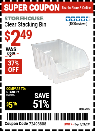 STOREHOUSE: Clear Stacking Bin