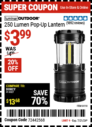 LUMINAR OUTDOOR: 250 Lumen Pop-Up Lantern