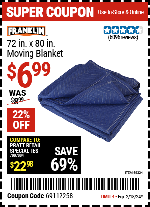 FRANKLIN: 72 in. x 80 in. Moving Blanket