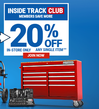 INSIDE TRACK CLUB MEMBERS SAVE MORE 20% OFF ANY SINGLE ITEM. IN-STORE ONLY. JOIN NOW.