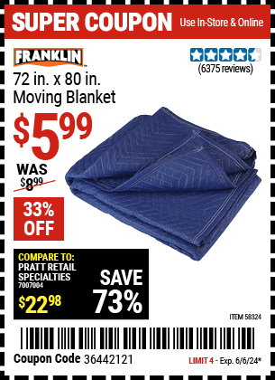 FRANKLIN: 72 in. x 80 in. Moving Blanket