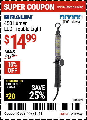 BRAUN: 450 Lumen LED Trouble Light