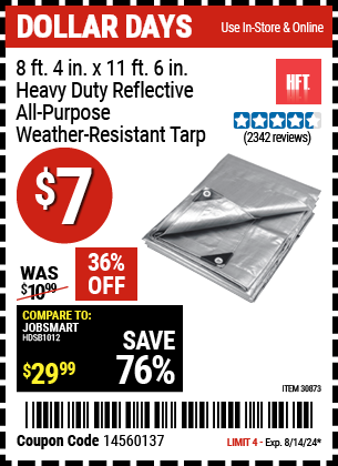 HFT: 8 ft. 4 in. x 11 ft. 6 in. Heavy Duty Reflective All-Purpose Weather-Resistant Tarp