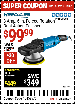 HERCULES: 8 Amp 6 in. Forced Rotation Dual-Action Polisher