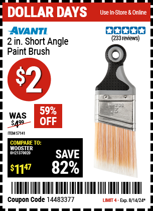 AVANTI: 2 in. Short Angle Paint Brush, BEST Quality