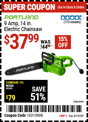 PORTLAND: 9 Amp 14 in. Electric Chainsaw