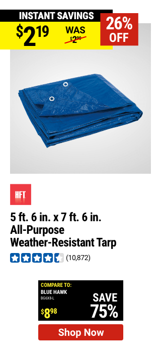 HFT: 5 ft. 6 in. x 7 ft. 6 in. Blue All-Purpose Weather-Resistant Tarp