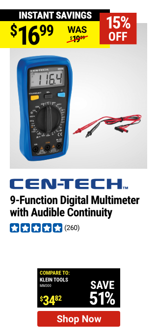 CEN-TECH: 9-Function Digital Multimeter with Audible Continuity