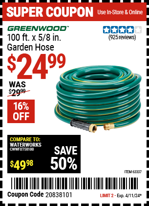 GREENWOOD: 100 ft. x 5/8 in. Garden Hose