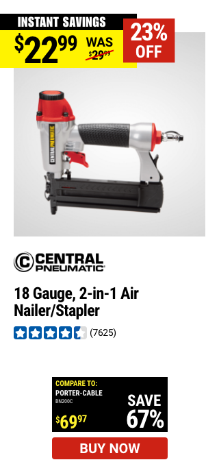 CENTRAL PNEUMATIC: 18 Gauge, 2-in-1 Air Nailer/Stapler