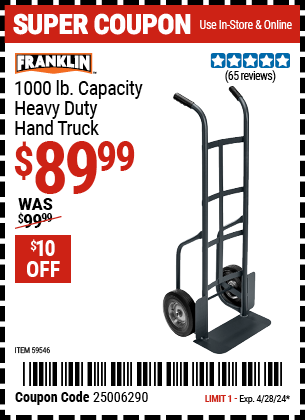 FRANKLIN: 1000 lb. Capacity Heavy Duty Hand Truck