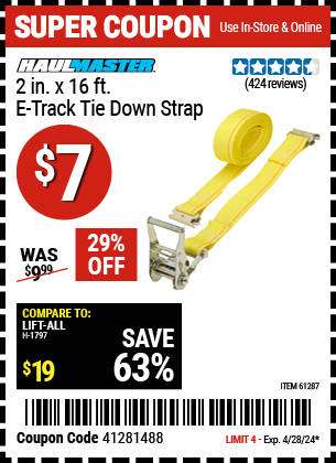 HAUL-MASTER: 2 in. x 16 ft. E-track Tie Down Strap