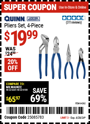 QUINN: Pliers Set, 4-Piece