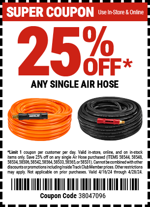 25% ANY SINGLE AIR HOSE