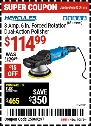 HERCULES: 8 Amp 6 in. Forced Rotation Dual-Action Polisher